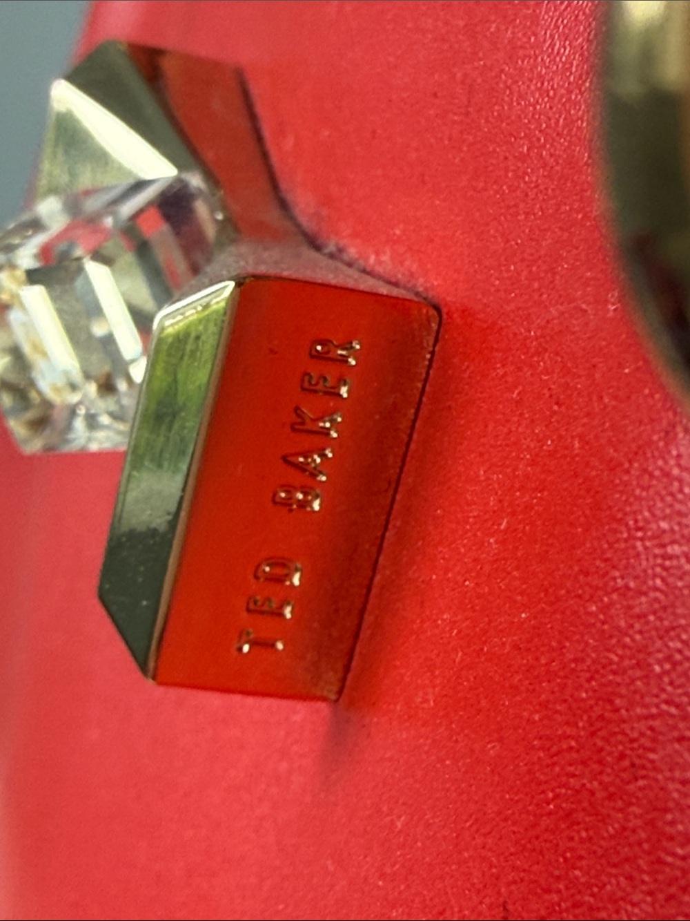 Ted Baker Petra Crystal Metal Bow Small Tote in Bright Red - Picture 16 of 17